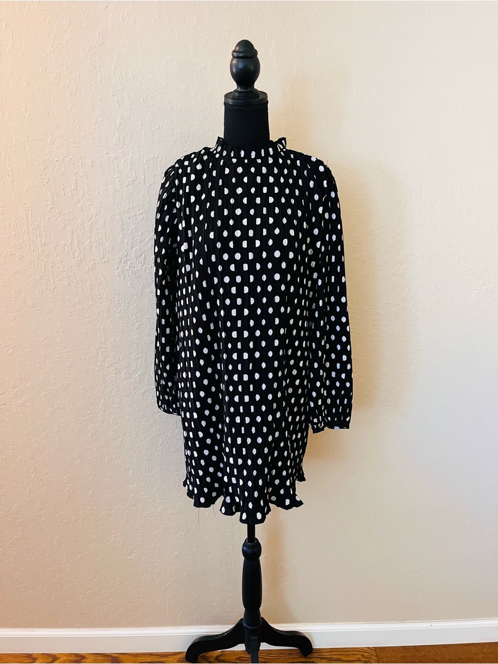 Lulu's Black and White Polka Dot Ruffled Mini Dress